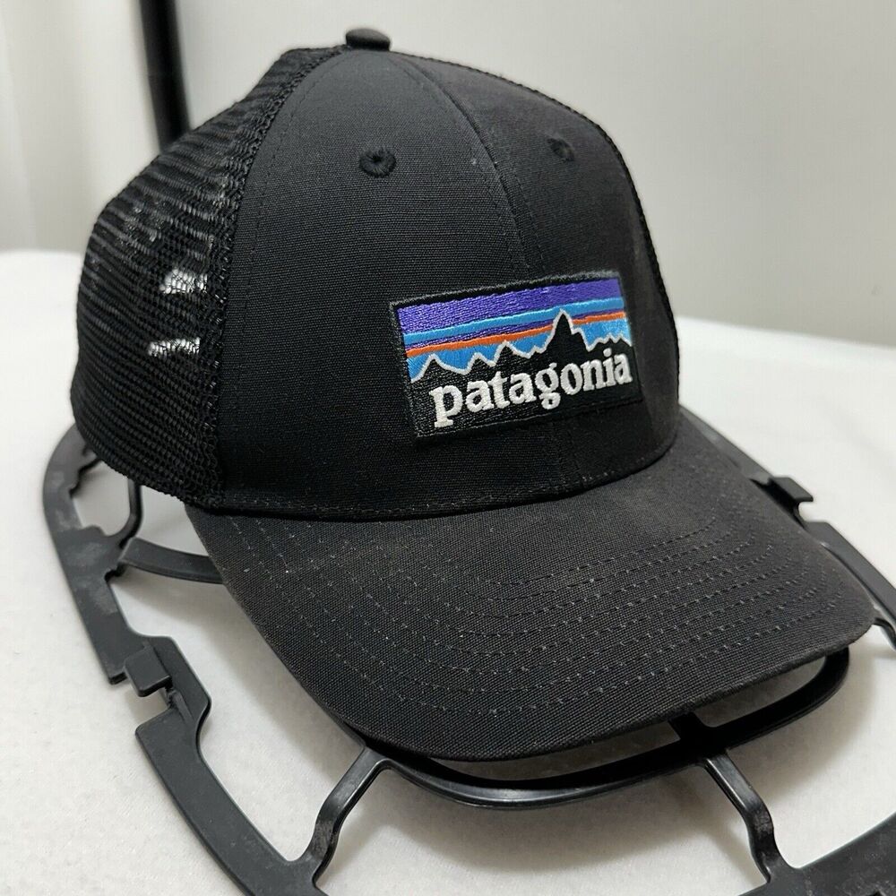 Patagonia Adult OSFA Black Mesh Snapback Adjustable Hat Embroidered Logo